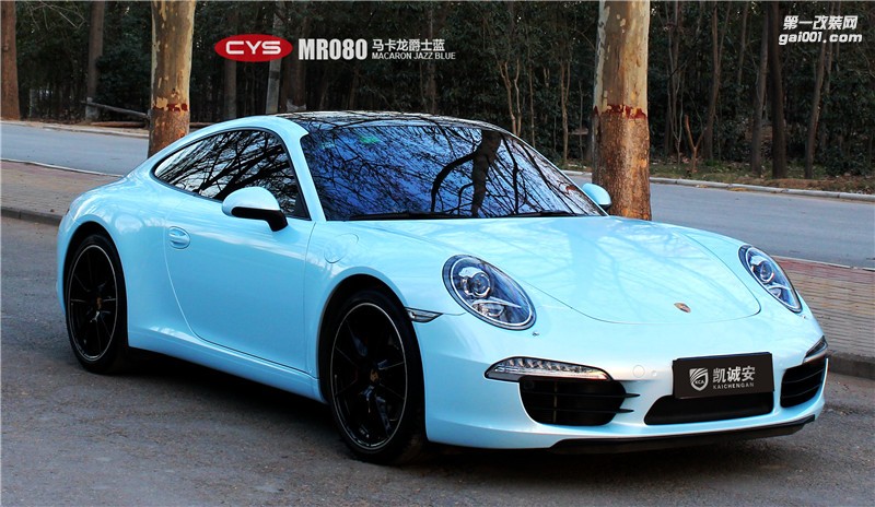 鄭州保時捷911馬卡龍爵士藍(lán)車身貼膜-夏日小清新