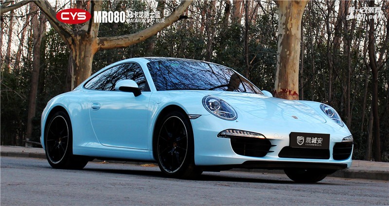 鄭州保時捷911馬卡龍爵士藍(lán)車身貼膜-夏日小清新