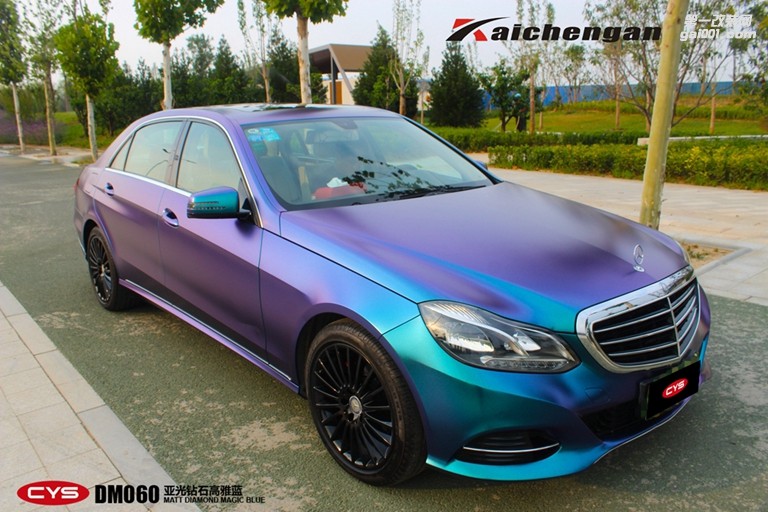 北京奔馳E300 CYS亞光鉆石高雅藍(lán) DM060 汽車(chē)改色貼膜