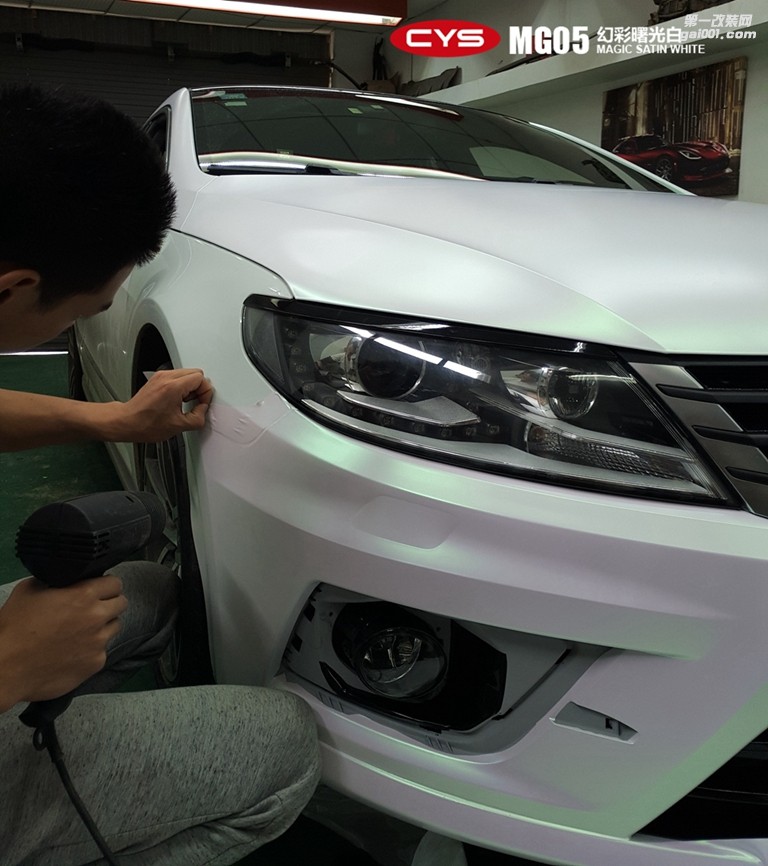 北京大眾CC CYS幻彩曙光白 MG05 汽車改色貼膜