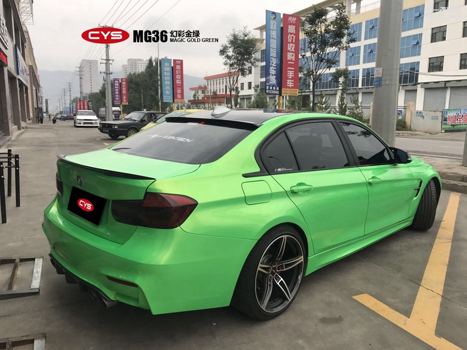 北京寶馬3系 CYS幻彩金綠 MG36 汽車改色貼膜