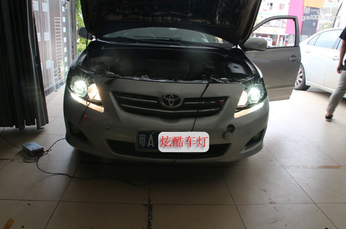 廣州改燈電話15011775500 卡羅拉汽車改燈炫酷車燈改裝氙氣燈