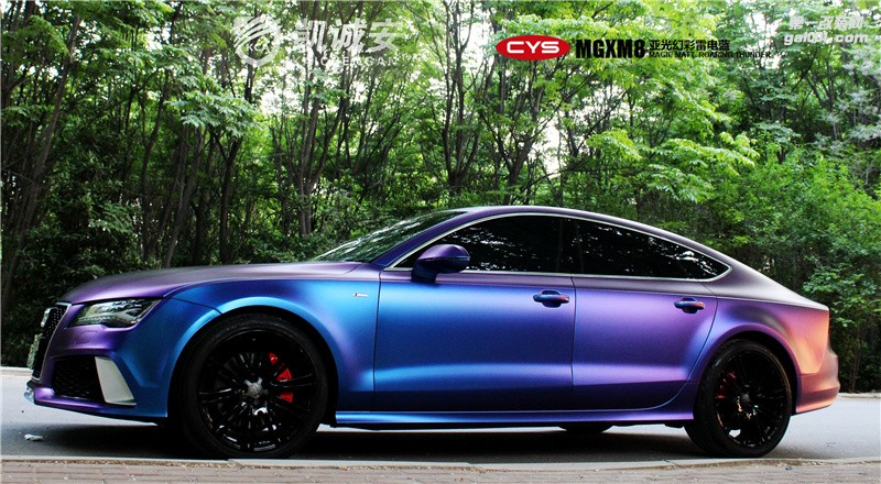 鄭州奧迪A7幻彩雷電藍全車貼膜凱誠安車衣裳店