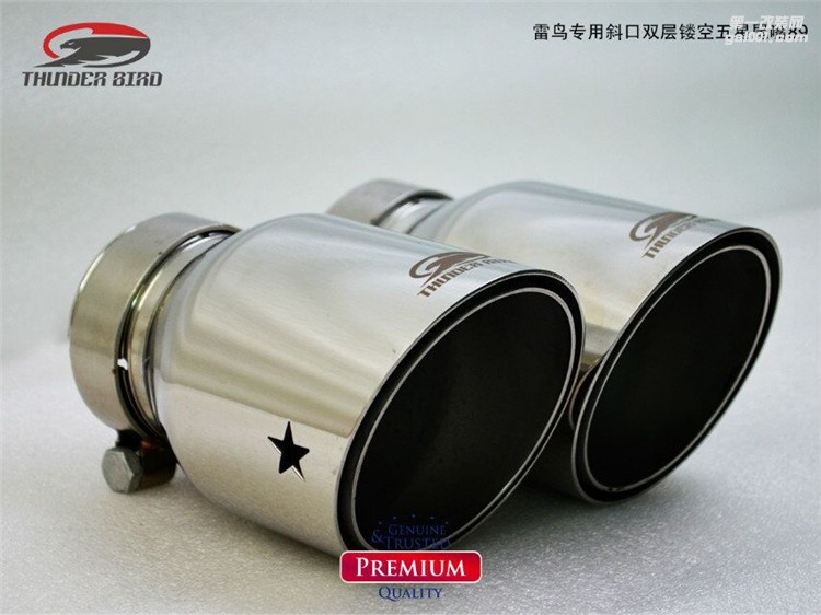 Thunder bird雷鳥排氣通用尾嘴 89MM 斜口專用鏤空五星不銹鋼尾喉