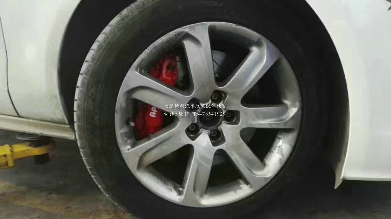 奧迪A7升級AP9040大六，后加大盤卡鉗噴紅，原車輪轂直上