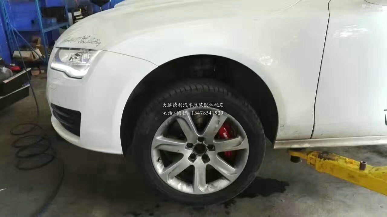 奧迪A7升級AP9040大六，后加大盤卡鉗噴紅，原車輪轂直上