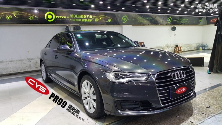 奧迪A6 CYS鐳射黑 PR99 汽車改色貼膜 18611722254 (4)