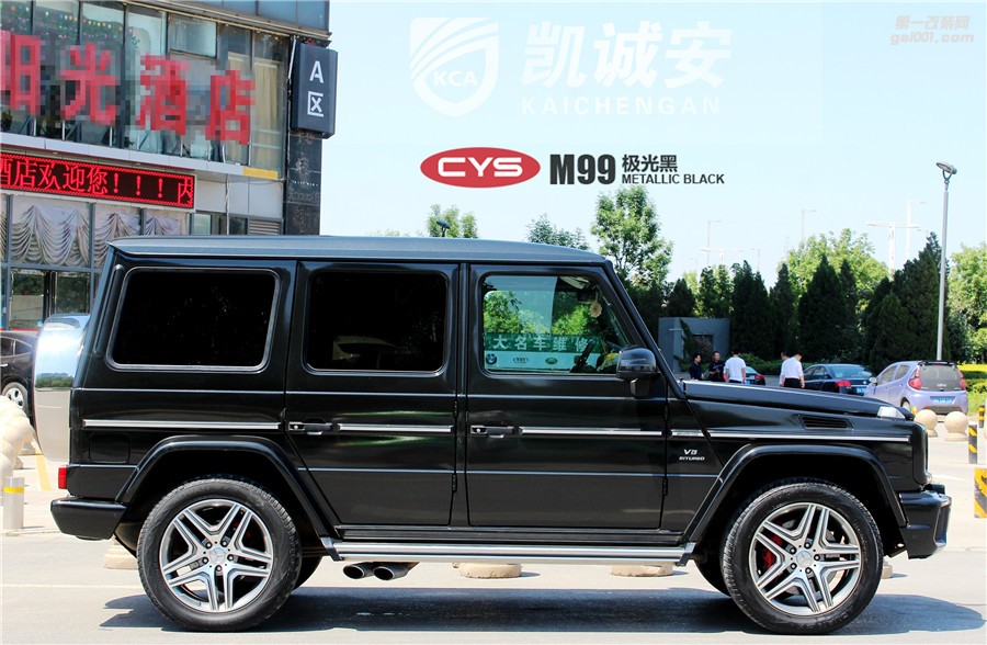 鄭州汽車改色店奔馳G500極光黑貼膜效果圖凱誠安