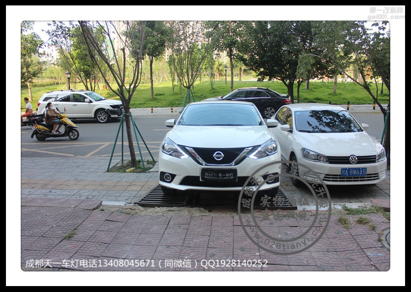 成都軒逸改車燈改裝海拉透鏡增亮氙氣燈全LED高配大燈日行燈