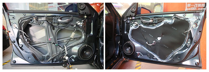 清遠(yuǎn)汽車音響改裝——本田思域前門兩門隔音升級(jí)