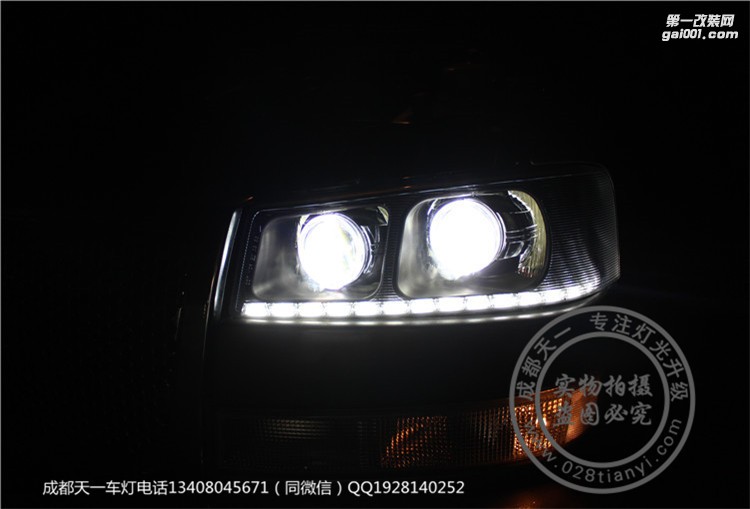 成都通用GMC改車(chē)燈升級(jí)海拉雙光透鏡4近光4遠(yuǎn)光LED日行燈