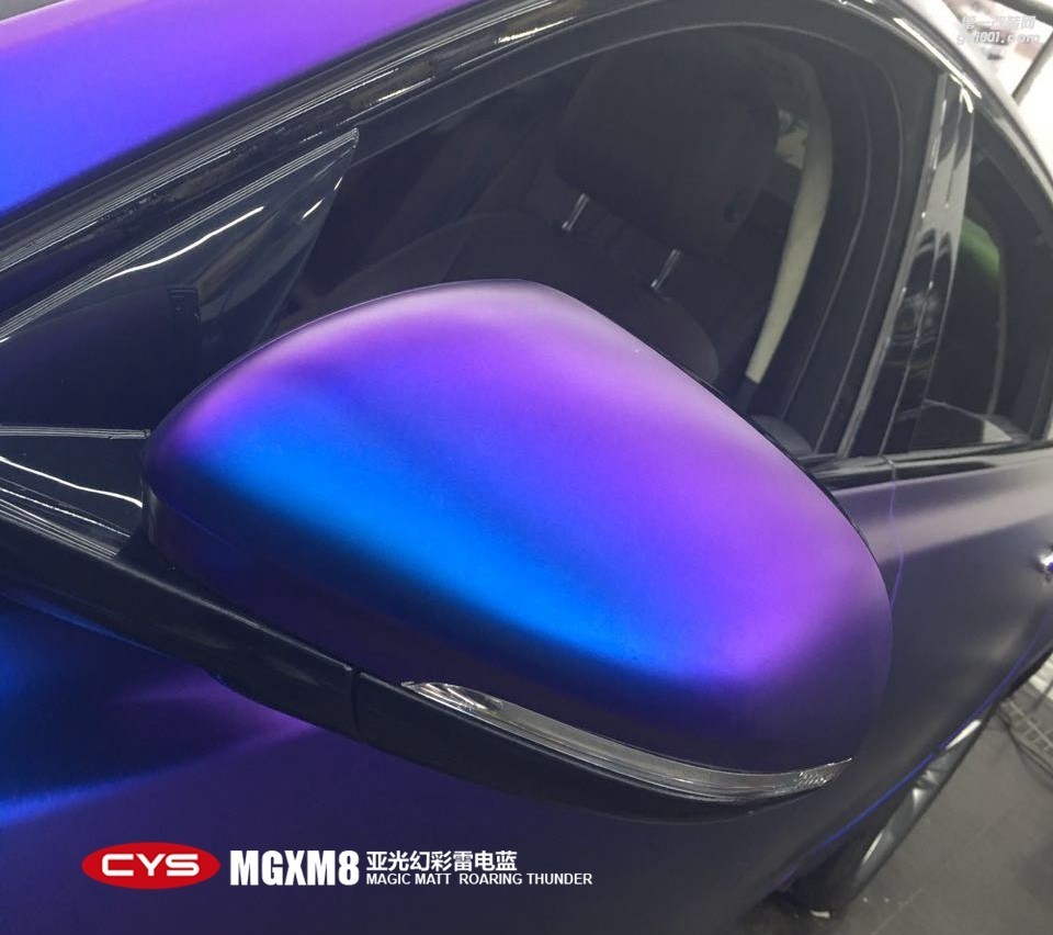 成都青羊車衣裳捷豹XFL亞光幻彩雷電藍車身改色貼膜