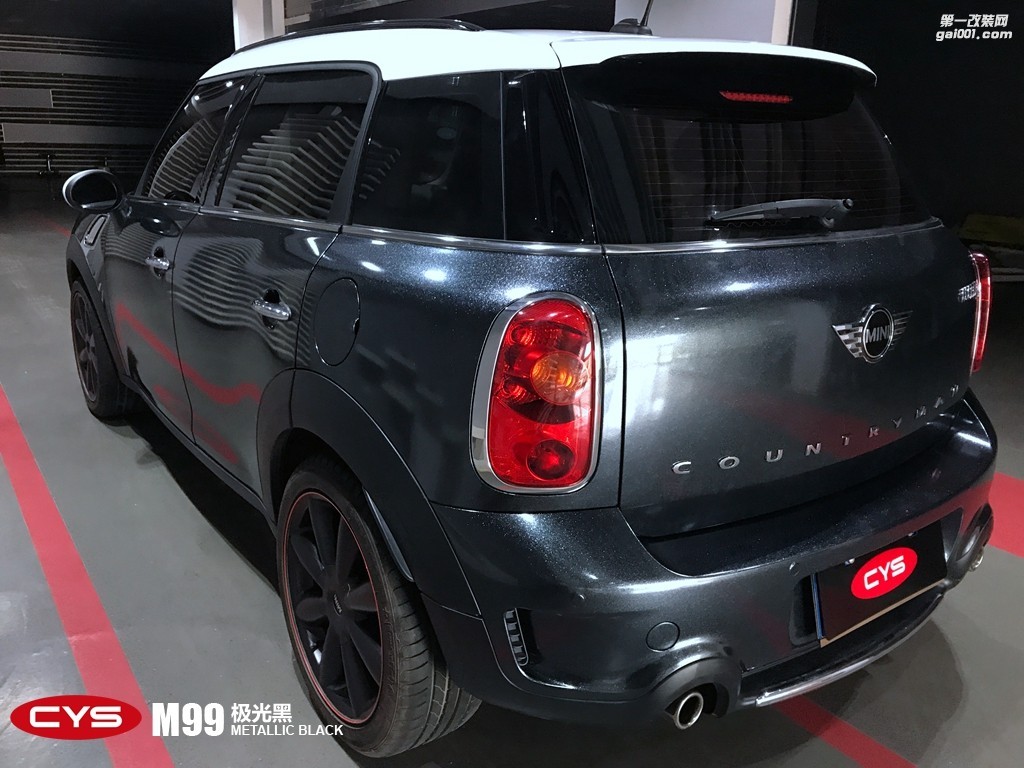 四川成都車衣裳MINI極光黑M99車身改色貼膜