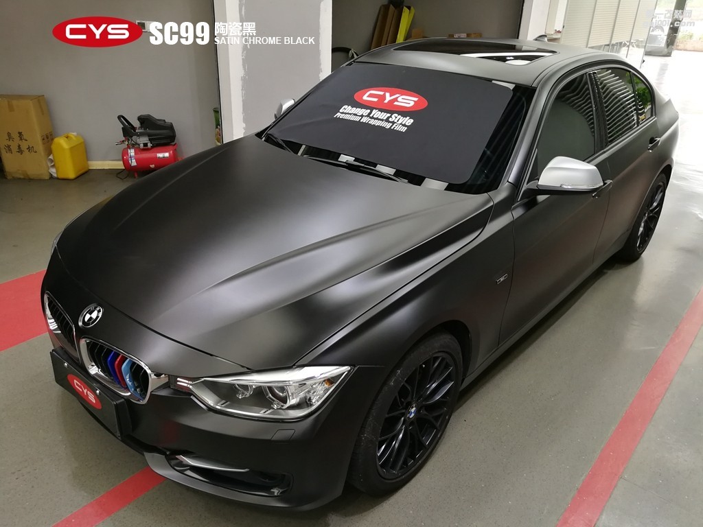 四川成都車衣裳寶馬320i陶瓷黑SC99車身改色貼膜