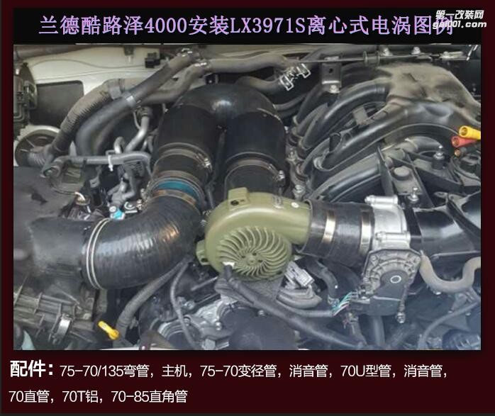 酷路澤4000提升動力節(jié)油改裝汽車進(jìn)氣配件 鍵程離心式電動渦輪增壓器LX3971S大功率水冷型
