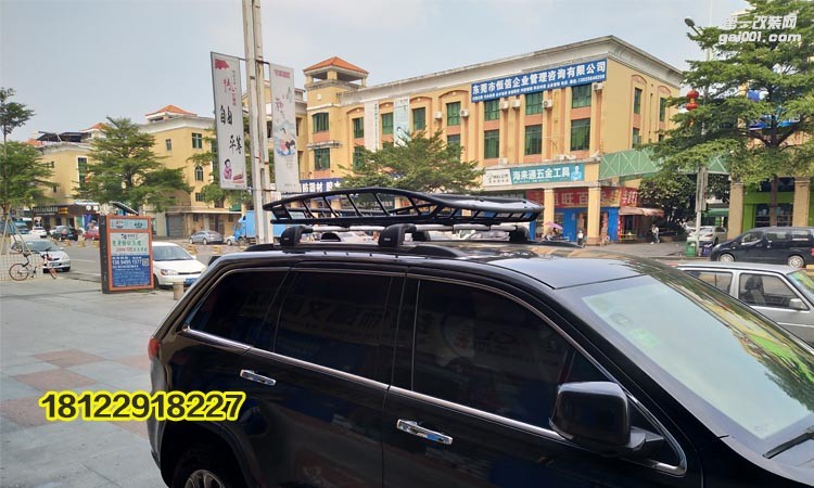吉普jeep大切諾基拓樂(lè)959X平桿行李架橫桿+859黑色行李框裝車實(shí)拍圖