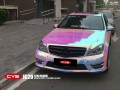 奔馳C200彩虹電鍍銀車身改色貼膜