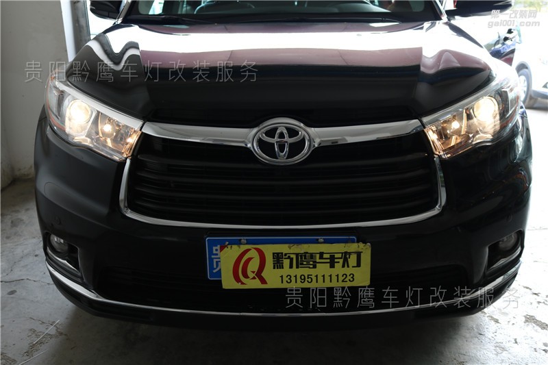 貴陽17款漢蘭達(dá)車燈改裝升級(jí),黑夜無懼,安全旅途;黔鷹車燈改裝案例