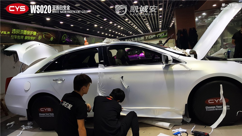凱迪拉克XTS亞面白變金鄭州凱誠安汽車改色店