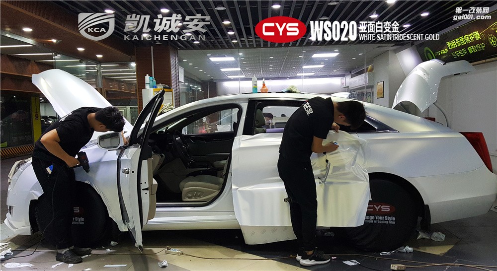 凱迪拉克XTS亞面白變金鄭州凱誠安汽車改色店