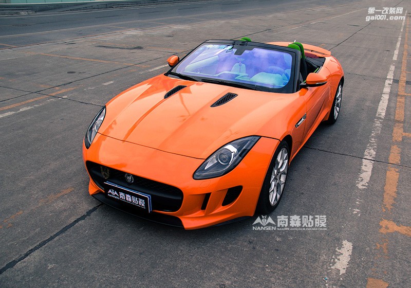 廣州改色貼膜 捷豹F-TYPE汽車改色光面橙