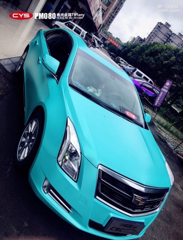 四川成都車衣裳 凱迪拉克XTS-L電光金屬TiffanyPM080汽車改色貼膜
