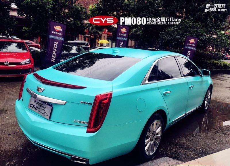 四川成都車衣裳 凱迪拉克XTS-L電光金屬TiffanyPM080汽車改色貼膜