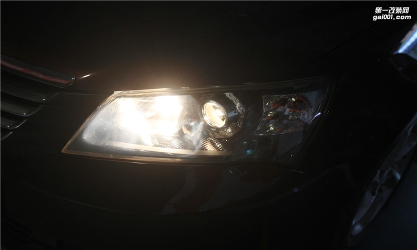 广西专业车灯升级改装，帝豪EC75升级双光透镜，柳州专业改灯