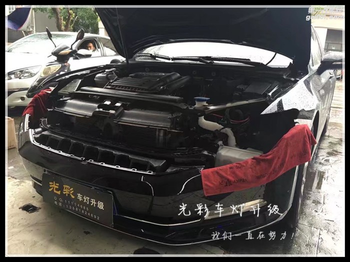 大眾邁騰原車大燈升級改裝雙光透鏡氙氣燈LED日行燈