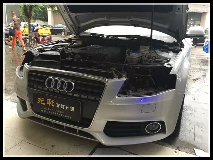 奧迪A4L升級海拉五雙光透鏡氙氣燈光彩車燈