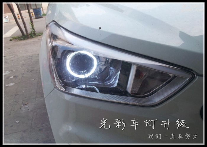 現(xiàn)代IX25車燈升級改裝透鏡氙氣燈LED大燈成都光彩專業(yè)改燈