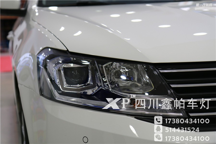 四川17大眾朗逸成都鑫帕車燈實(shí)體店改裝單U型日間行車燈 LED車燈 海拉5雙透鏡飛利浦D1S 35W安定器 歐司朗CBI氙氣燈四川升級(jí)大燈總成。