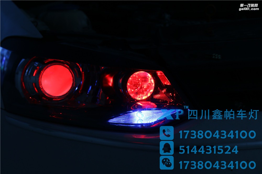 大眾POLO四川成都改裝車燈鑫帕車燈安裝大燈總成 紅色惡魔眼 海拉Q5透鏡 LED車燈 氙氣燈 進口安定器 日間行車燈