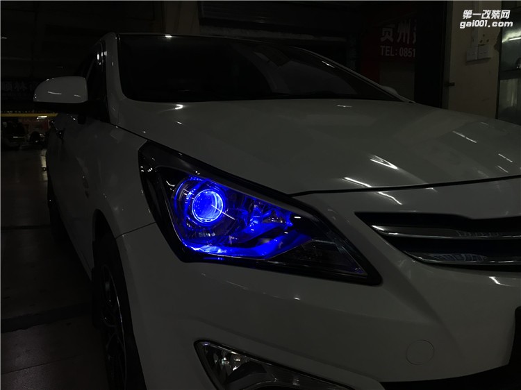 貴陽(yáng)專(zhuān)業(yè)改裝現(xiàn)代汽車(chē)改裝大燈改裝透鏡氙氣燈藍(lán)色惡魔眼