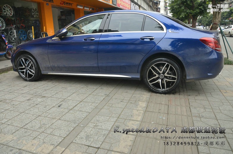奔馳C200L 升級18寸雅泛迪正品輪轂改裝案例