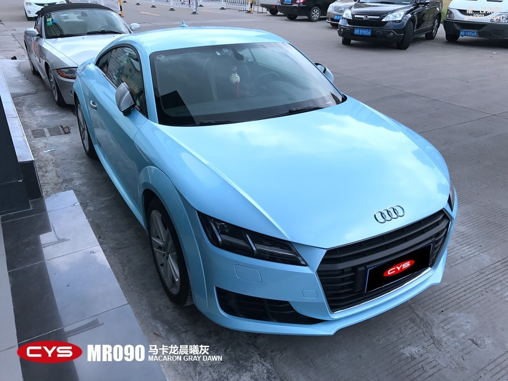 四川成都青羊車衣裳奧迪TT馬卡龍晨曦灰MR090汽車改色貼膜