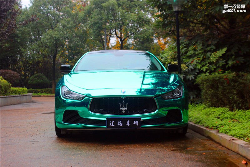 長沙進(jìn)口改色膜施工店 瑪莎全車施工電鍍蒂芙尼藍(lán)