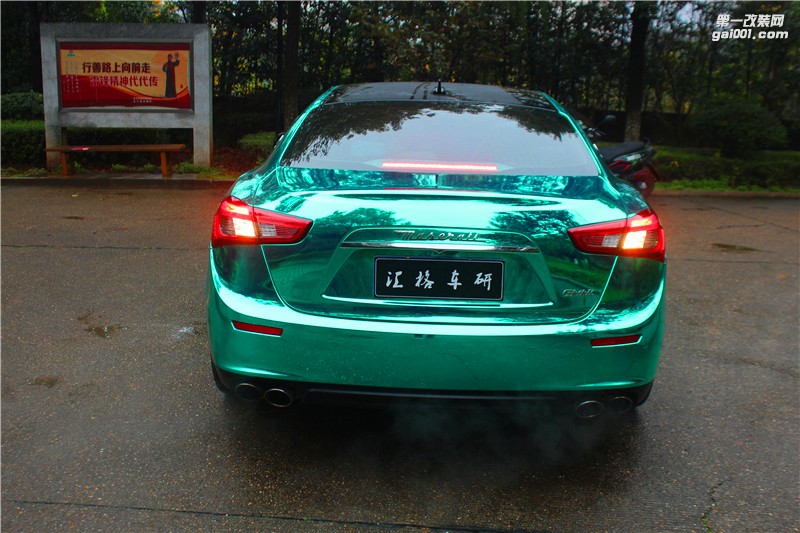 長沙進(jìn)口改色膜施工店 瑪莎全車施工電鍍蒂芙尼藍(lán)