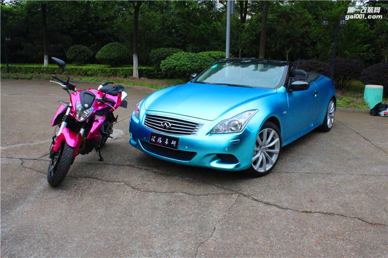 長(zhǎng)沙全車進(jìn)口啞光STM電鍍改色膜 英菲尼迪G37施工電鍍藍(lán)