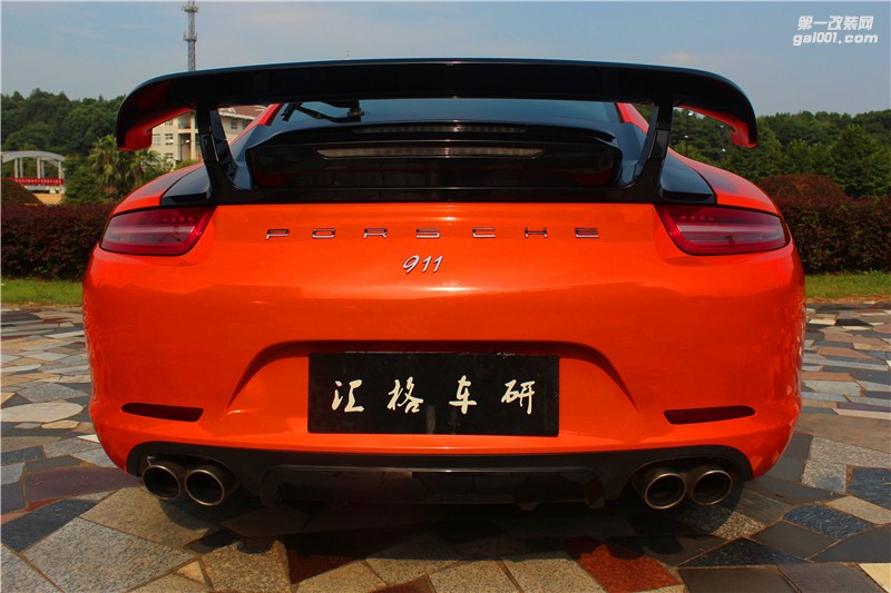 長沙保時(shí)捷911全車施工亮光烈炎橙