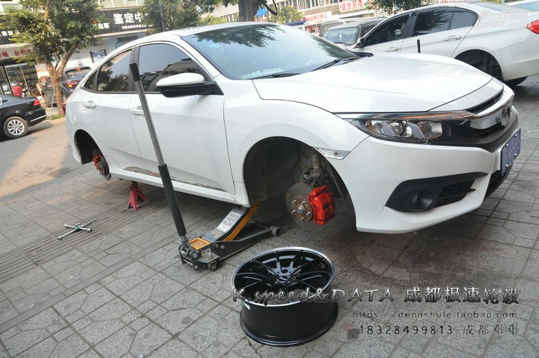 成都極速輪轂 思域改裝18寸雅泛迪SP90 輪轂裝車完成