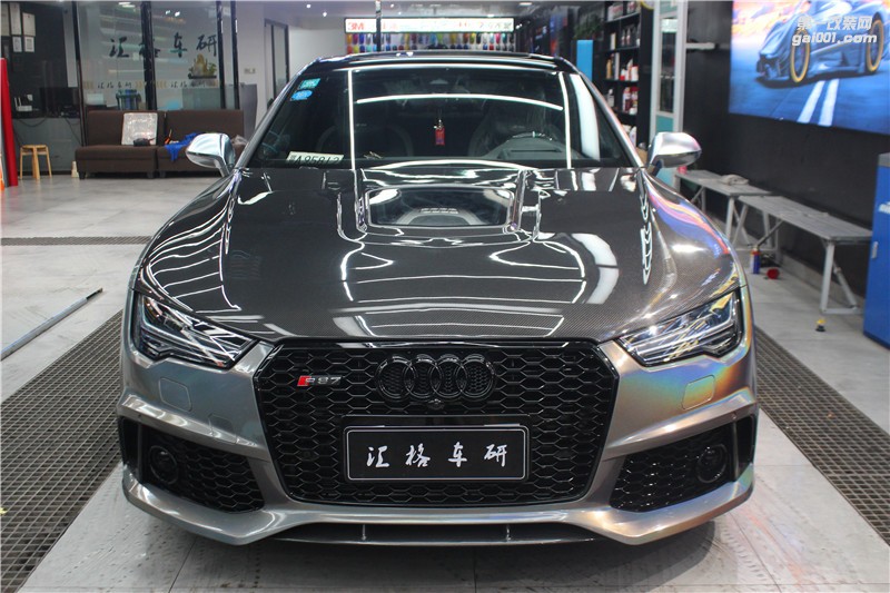 長沙奧迪RS7改色貼膜施工3M錦繡灰