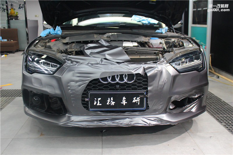 長沙匯格車研 改色貼膜實體店 奧迪A7全車施工陶瓷深邃灰