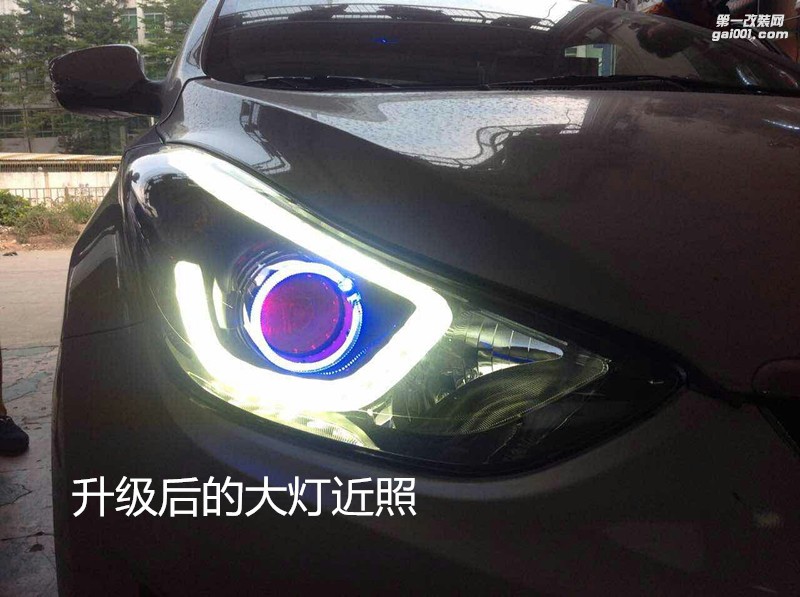 廣州汽車改燈 現(xiàn)代朗動(dòng)大燈改裝海拉5雙光透鏡+天使眼+惡魔眼