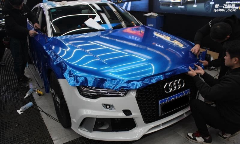 成都靚車匯青羊店奧迪A7金屬爵士藍(lán)汽車改色貼膜