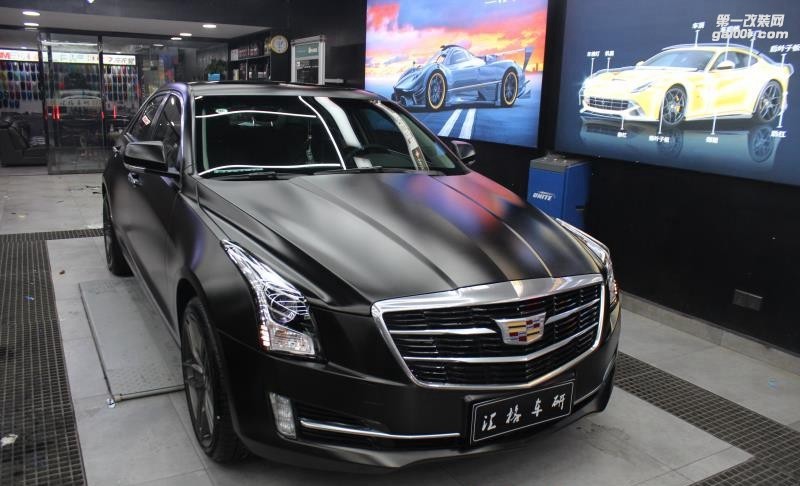 成都靚車(chē)匯青羊店凱迪拉克ATS電光金屬黑汽車(chē)改色貼膜