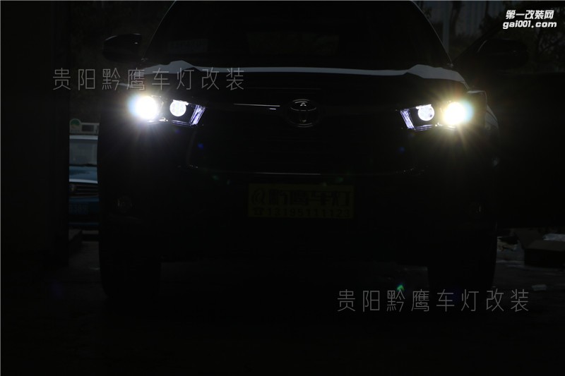 #貴陽黔鷹改燈#17款漢蘭達車燈改裝LED雙光透鏡加LED獨立遠光,啟動速度快,亮度高