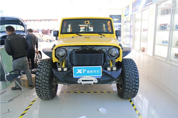 jeep吉普牧馬人汽車大燈改裝車燈歐司朗增亮氙氣燈泡進(jìn)口全新拆海拉5雙光透鏡LED日間行車燈