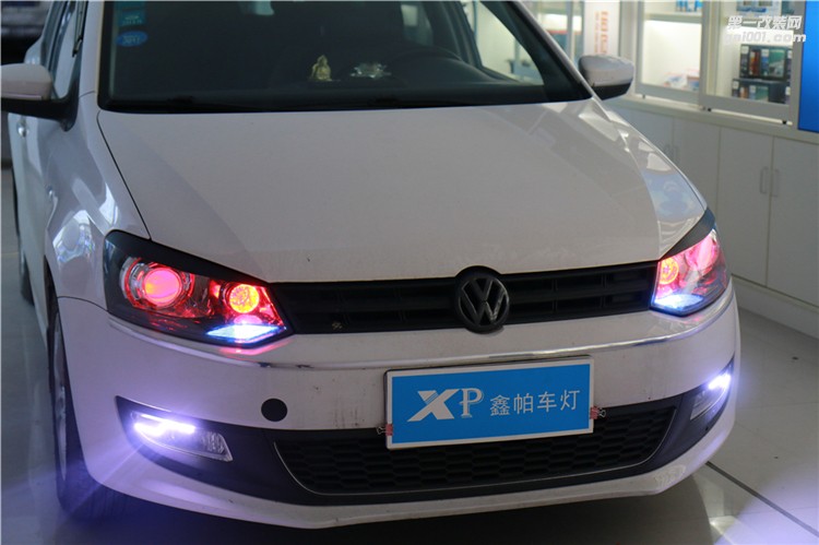 成都大眾polo改裝車燈氙氣燈四海拉5雙光透鏡LED日間行車燈