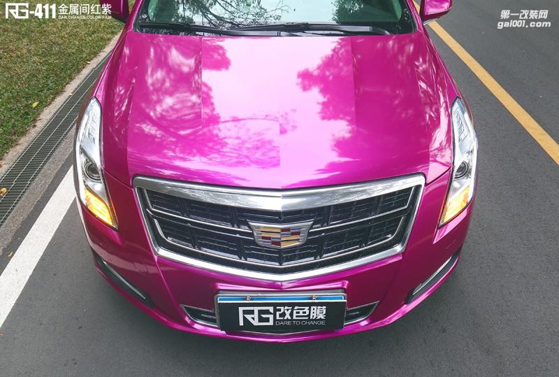 凱迪拉克全車改色RG瑞集改色膜車身改色貼膜案例  金屬間紅紫
